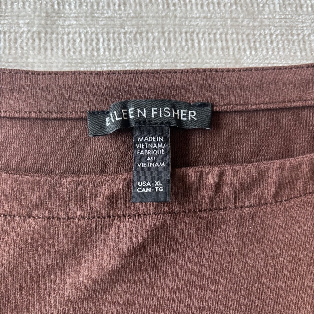 Eileen Fisher Brown Tencel Lyocell Boat Neck Long Sleeve Top XL - Picture 4 of 9